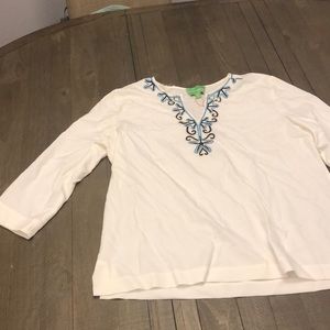Tunic White Embroidered Blouse 3/4 sleeve size XL
